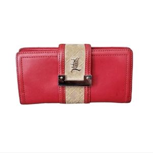 Gwen Stefani L.A.M.B Red Leather Long Wallet w/ Gold Accents
